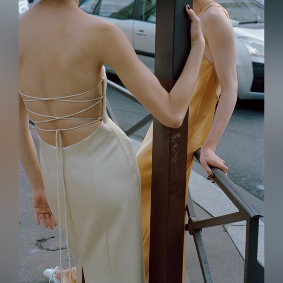 ZARA SATIN EFFECT MIDI DRESS - Picture 7 of 16